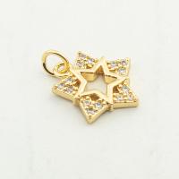 Colgante de Micro Pavé de Zirconía Cúbica, metal, Estrella, color del oro de la alta calidad chapado, Bricolaje & micro arcilla de zirconia cúbica, 19x15x2mm, agujero:aproximado 0.3mm, Vendido por UD