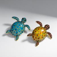 Enamel Brooch, Zinc Alloy, Turtle, for woman & with rhinestone 