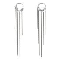 Moda flecos pendientes, metal, chapado en platina real, Joyería & para mujer, 93mm, Vendido por Par