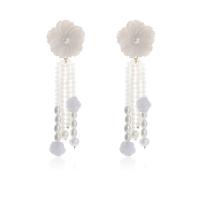 Moda flecos pendientes, Acrílico, Joyería & para mujer, Blanco, 105x30mm, Vendido por Par