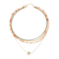 Collier de mode Multi couche, laiton, avec Pierre naturelle & strass acrylique, avec 1.57inch chaînes de rallonge, Placage de couleur d'or, bijoux de mode & multicouche & pour femme Environ 13.78 pouce, Environ 16.54 pouce, Vendu par PC