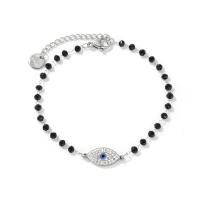 Evil Eye Bracelet Bijoux, Acier inoxydable 304, avec cristal, avec 4cm chaînes de rallonge, bijoux de mode & pavé de micro zircon & pour femme Environ 16 cm, Vendu par PC