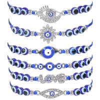 Evil Eye Schmuck Armband, Zinklegierung, mit Wachsschnur & Harz, handgemacht, unisex & verschiedene Stile für Wahl & mit Strass, Länge:ca. 3.15-13.78 ZollInch, verkauft von PC