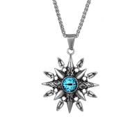 Fashion Evil Eye Pendant, 316L Stainless Steel, Eight Point Star, DIY & evil eye pattern & for man & blacken 