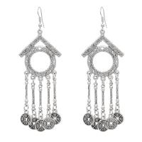 Moda flecos pendientes, aleación de zinc, chapado en color de plata, Joyería & diferentes estilos para la opción & para mujer, 100x35mm, Vendido por Par