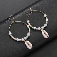 Zinc Alloy Drop Earring, with Shell, fashion jewelry & for woman & enamel, 80mm 