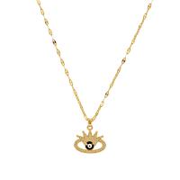 Collier Evil Eye bijoux, laiton, avec 2.36inch chaînes de rallonge, Placage de couleur d'or, pour femme & émail & avec strass, doré Environ 15.75 pouce, Vendu par brin