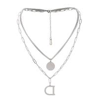 Collier de mode Multi couche, Acier inoxydable 304, avec 2.36inch chaînes de rallonge, Lettre D, poli, Double couche & bijoux de mode & pour femme Environ 23.22 pouce, Environ 15.75 pouce, Vendu par brin