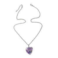 Cristal collar de aleación de Zinc, con Vidrio, Corazón, para mujer, más colores para la opción, longitud:aproximado 47-52 cm, Vendido por UD