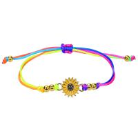 Fashion Create Wax Cord Bracelets, Zinc Alloy, with Wax Cord, Chrysamthemum, plated, fashion jewelry & Unisex & enamel Approx 6.3-11.8 Inch 