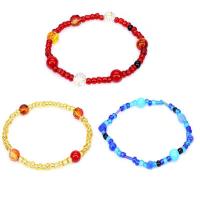 Bracelets Bijoux en verre, perles de rocaille en verre, avec Oeil de chat & ambre, bijoux de mode & unisexe, plus de couleurs à choisir Environ 6.3 pouce, Vendu par PC