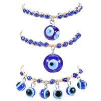 Evil Eye Bracelet Bijoux, verre, avec Paille, avec 2inch chaînes de rallonge, Mauvais œil, bijoux de mode & unisexe & styles différents pour le choix Environ 6.3 pouce, Vendu par PC