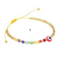 Bracelets Bijoux en verre, Des billes de verre, avec Seedbead & corde de cire & laiton, Mauvais œil, Style bohème & unisexe & styles différents pour le choix Environ 5.9-11.8 pouce, Vendu par PC