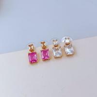 Cubic Zircon Brass Earring, gold color plated, fashion jewelry & micro pave cubic zirconia & for woman 