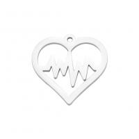 Stainless Steel Heart Pendants, 304 Stainless Steel, Vacuum Ion Plating, fashion jewelry & DIY & hollow 