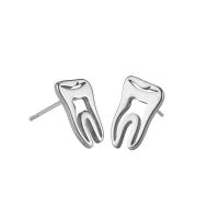 Stainless Steel Stud Earring, 304 Stainless Steel, Tooth, fashion jewelry & for woman & hollow, original color 