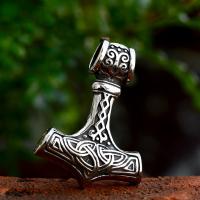 Edelstahl Thor Hammer Anhänger, 304 Edelstahl, Thors Hammer, poliert, Vintage & DIY, originale Farbe, 31.6x43.7mm, verkauft von PC