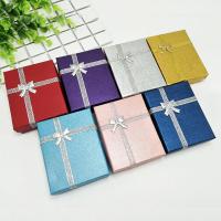 Jewelry Gift Box, Paper, Rectangle, with ribbon bowknot decoration 