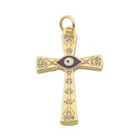 Fashion Evil Eye Pendant, Brass, Cross, high quality gold color plated, DIY & micro pave cubic zirconia Approx 0.3mm 