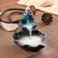 Incense Smoke Flow Backflow Holder Ceramic Incense Burner, Porcelain, handmade, for home and office & durable & multifunctional, blue 