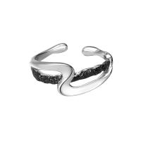 plata de ley 925 Anillo de dedo Cuff, chapado en platina real, Joyería & ajustable & para mujer, tamaño:5.5-7.5, Vendido por UD