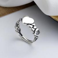 Bague en argent , Argent sterling 925, coeur, poli, bijoux de mode & pour femme, 8mm, Vendu par PC