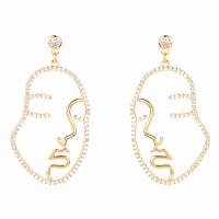 Cubic Zirconia Micro Pave Brass Earring, Face, real gold plated, fashion jewelry & micro pave cubic zirconia & for woman 