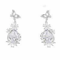 Cubic Zirconia Micro Pave Brass Earring, with Cubic Zirconia, platinum plated, fashion jewelry & micro pave cubic zirconia & for woman 