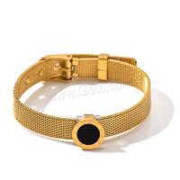 Brazalete del acero inoxidable, acero inoxidable 316L, con Acrílico, Recubrimiento iónico al vacío, Joyería & para mujer, dorado, 200x13mm, Vendido por UD