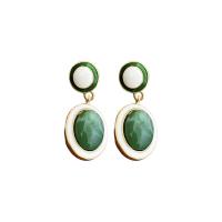 boucle d'oreille de goutte en Zinc Alloy et Émail  , alliage de zinc, bijoux de mode & pour femme & émail, vert Vendu par paire