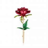 Enamel Brooch, Zinc Alloy, Rose, gold color plated, fashion jewelry & for woman, multi-colored 