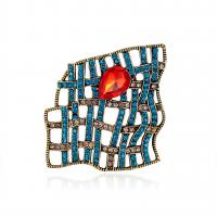 Broche de diamantes de imitación de la aleación de Zinc, con Acrílico, chapado en color dorado antiguo, Joyería & para mujer & con diamantes de imitación, multicolor, 45x45mm, Vendido por UD