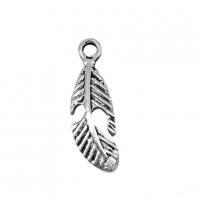 Zinc Alloy Feather Pendants, antique silver color plated, vintage & DIY Approx 