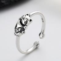 Bague en argent , Argent sterling 925, chat, Finition antique, bijoux de mode & pour femme, 6.5mm, Vendu par PC