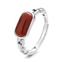 Anillo de Plata Ley, Plata de ley 925, con Yunnan Red Agate, Acabado antiguo, Joyería & para mujer, 6mm, Vendido por UD