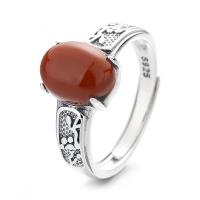 Anillo de Plata Ley, Plata de ley 925, con Yunnan Red Agate, Acabado antiguo, Joyería & para mujer, 10mm, Vendido por UD