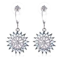 Cubic Zirconia Micro Pave Brass Earring, Flower, plated, micro pave cubic zirconia & for woman 