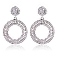 Cubic Zirconia Micro Pave Brass Earring, Donut, plated, micro pave cubic zirconia & for woman 