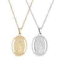 304 Stainless Steel, Virgin Mary, Vacuum Ion Plating, Unisex & oval chain & hollow Approx 19.7 Inch 