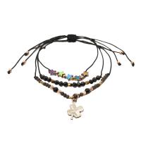 Moda pulseras de la aleación de Zinc, con cordón poliéster, chapado, multicapa & estilo popular & para mujer, más colores para la opción, longitud:aproximado 6-11 Inch, Vendido por UD