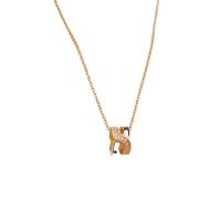 Titanium Steel Jewelry Necklace, with 2inch extender chain, real rose gold plated, oval chain & micro pave cubic zirconia & for woman & enamel Approx 15.7 Inch 