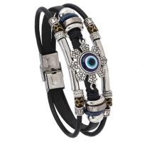 Evil Eye Schmuck Armband, Kuhhaut, mit PU Leder & Zinklegierung, drei Schichten & unisex & Emaille, farbenfroh, Länge:ca. 18 cm, verkauft von PC