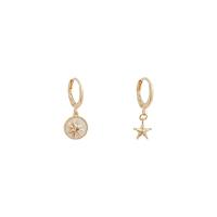 Boucles d'oreilles asymétriques, laiton, avec Acrylique, Plaqué d'or, bijoux de mode & pavé de micro zircon & pour femme, doré, 2.2*1.0,0.7cm, Vendu par paire