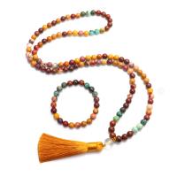 Sistemas del regalo de la joyería, Piedra de yema de huevo, pulsera & collar, con Turquesa Africana & Hilados de poliéster, hecho a mano, diferentes estilos para la opción & para mujer, multicolor, Vendido por Sarta