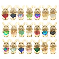 Cubique Pendentif en laiton zircon pavent, lapin, Placage de couleur d'or, bijoux de mode & DIY & pavé de micro zircon & pour femme & avec les strass de verre, plus de couleurs à choisir Environ 5mm, Vendu par PC