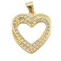 Cubique Pendentif en laiton zircon pavent, coeur, Placage de couleur d'or, bijoux de mode & DIY & pavé de micro zircon & pour femme, doré Environ 3mm, Vendu par PC