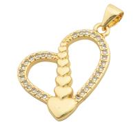 Cubique Pendentif en laiton zircon pavent, coeur, Placage de couleur d'or, bijoux de mode & DIY & pavé de micro zircon & pour femme, doré Environ 3mm, Vendu par PC