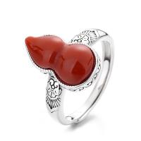 Anillo de Plata Ley, Plata de ley 925, con Yunnan Red Agate, Calabaza, Acabado antiguo, Joyería & unisexo, 16mm, Vendido por UD