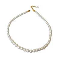 Collier de perles en plastique, laiton, avec perle de plastique, avec 5CM chaînes de rallonge, Placage de couleur d'or, bijoux de mode & pour femme, blanc Environ 44 cm, Vendu par PC