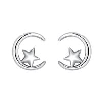 Brass Stud Earring, Moon and Star, plated, fashion jewelry & for woman 9.5mm 